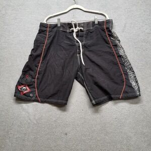 Guinness Men Shorts 37 Black Swimwear Board Shorts Logo Embroidered 10" Inseam